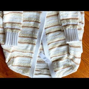 Loft White and Gold Striped Cardigan
